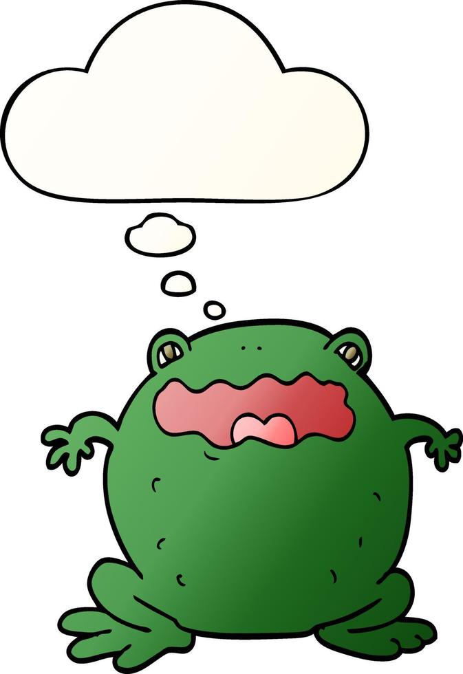 cartoon toad and thought bubble in smooth gradient style vector