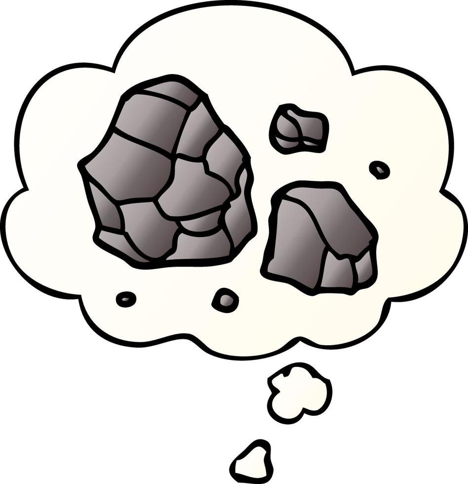 cartoon rocks and thought bubble in smooth gradient style vector