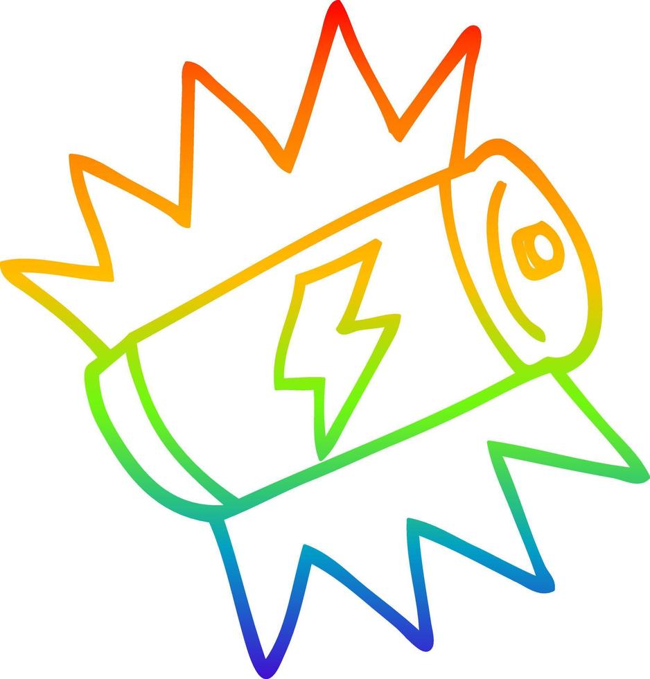 rainbow gradient line drawing cartoon fully charged battery vector