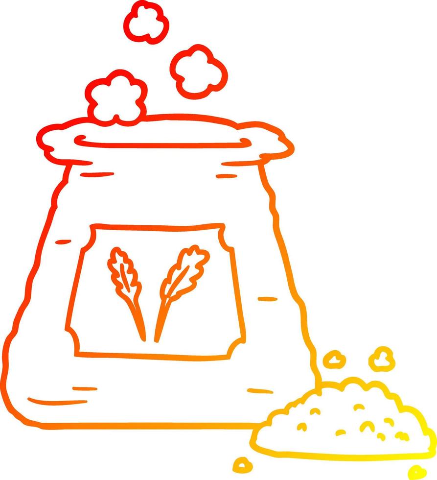 warm gradient line drawing cartoon bag of flour vector