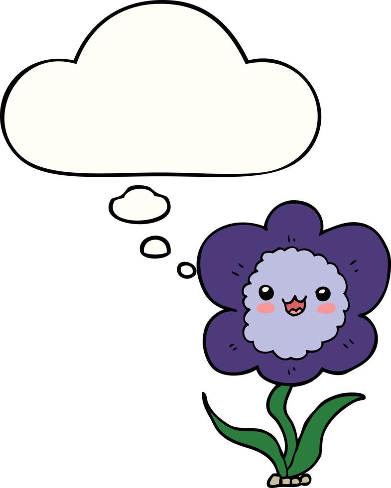 cartoon flower and thought bubble vector