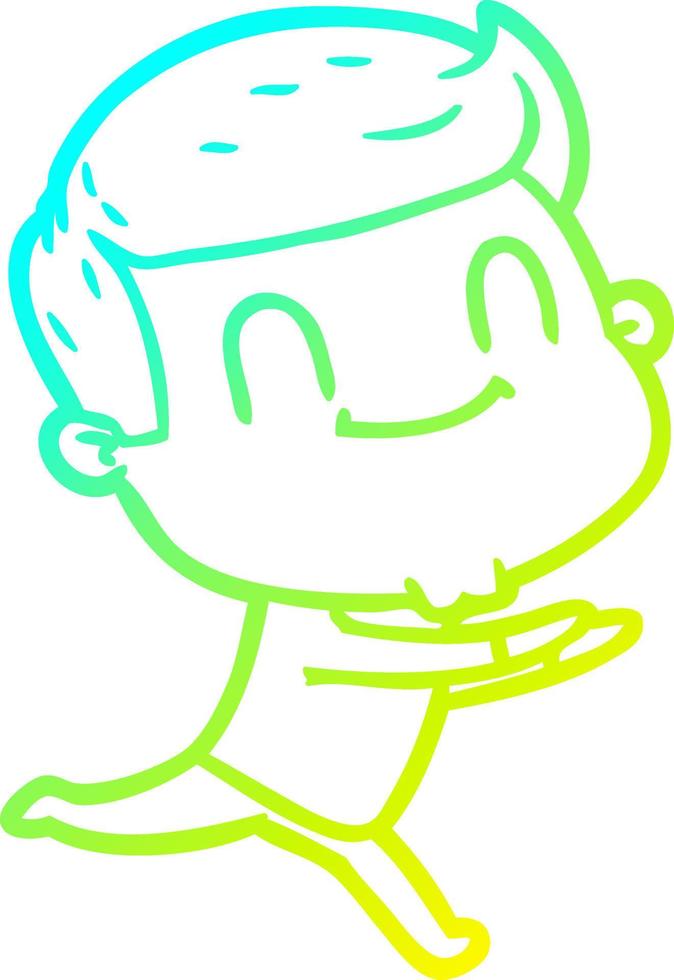 cold gradient line drawing cartoon friendly man vector