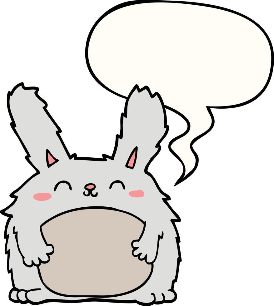 cartoon furry rabbit and speech bubble vector