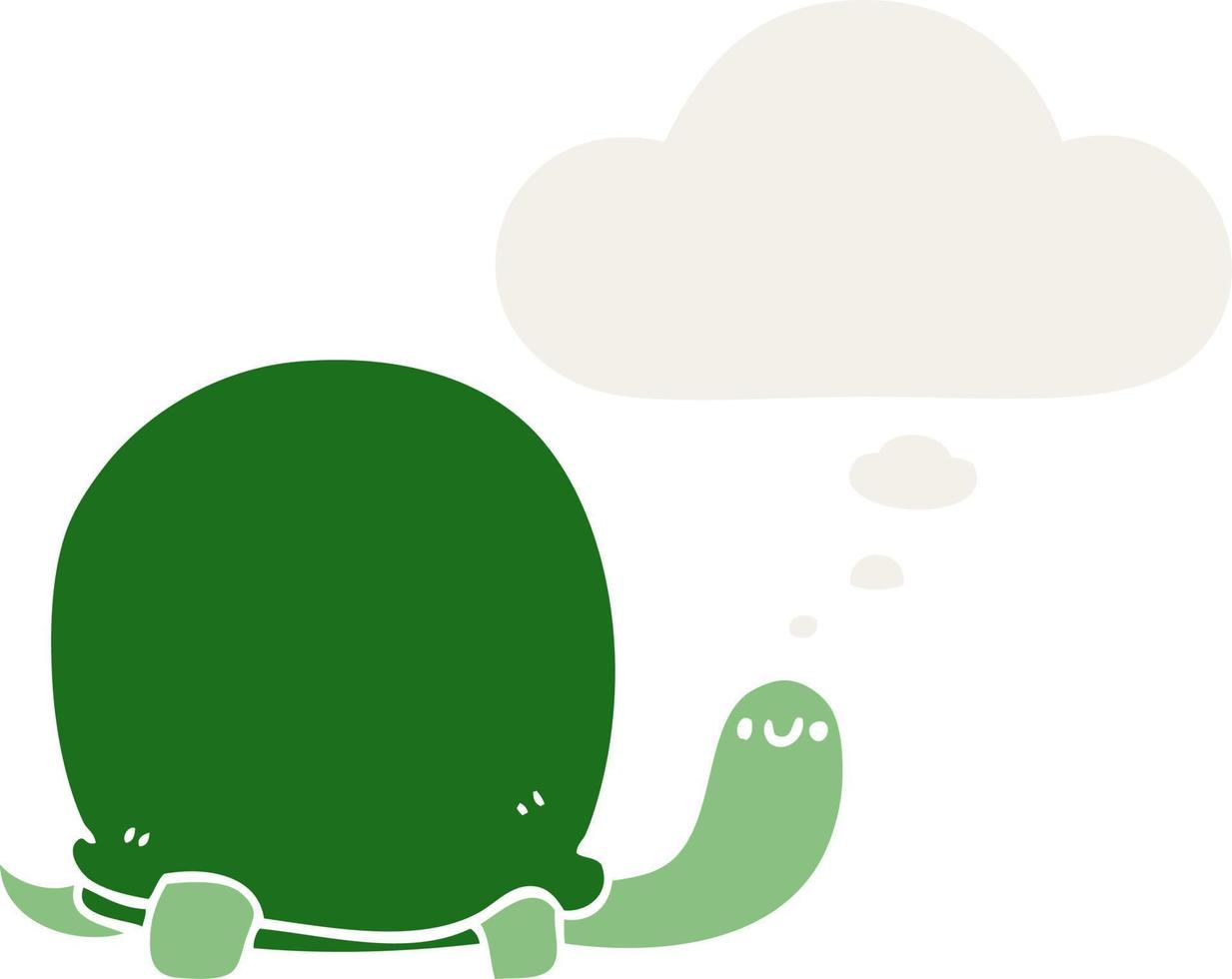 cute cartoon tortoise and thought bubble in retro style vector
