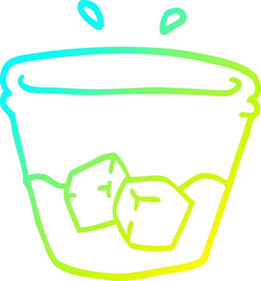 cold gradient line drawing cartoon water and ice vector