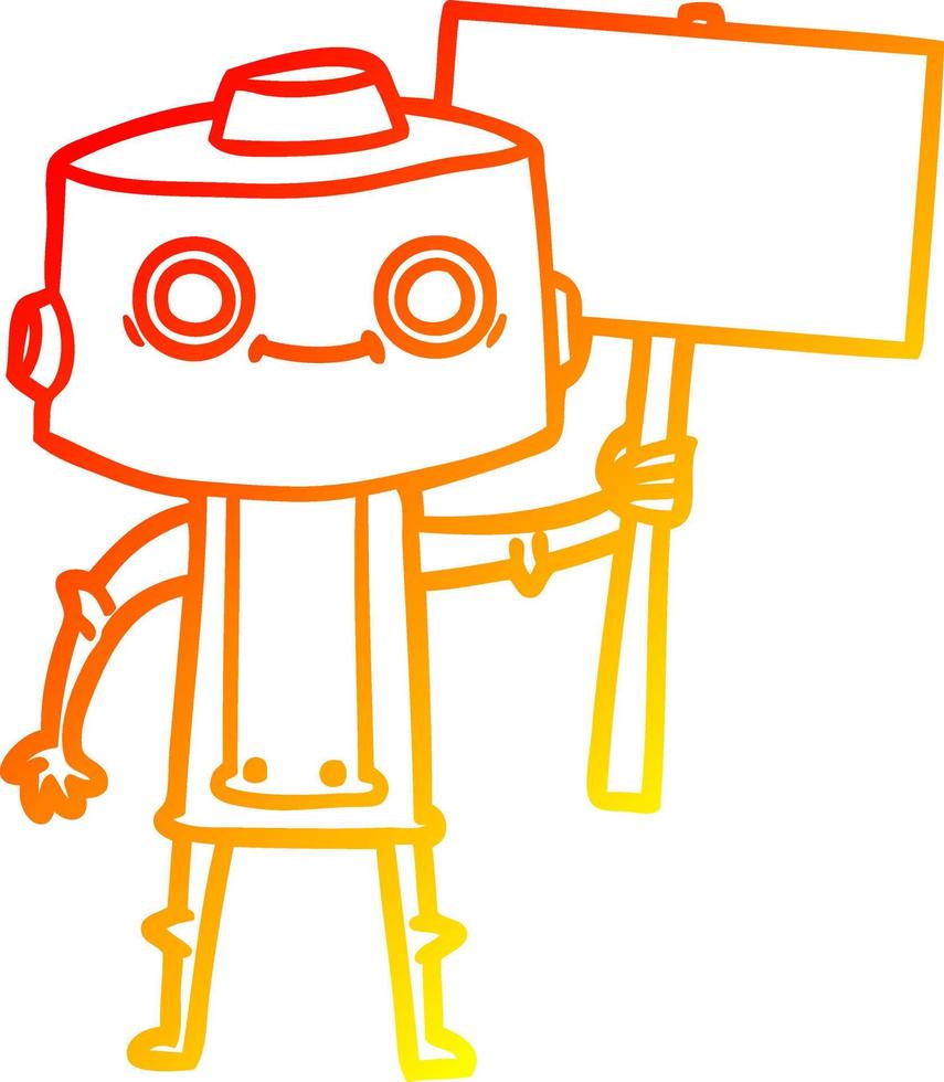 warm gradient line drawing cartoon robot vector
