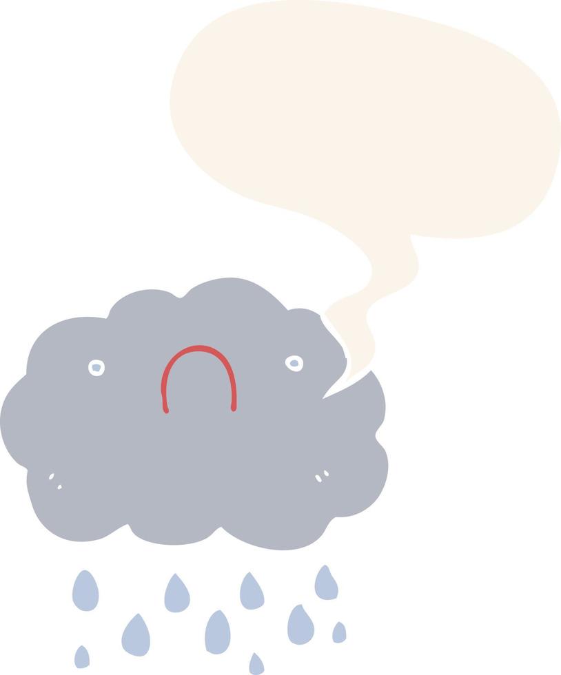 cute cartoon cloud and speech bubble in retro style vector