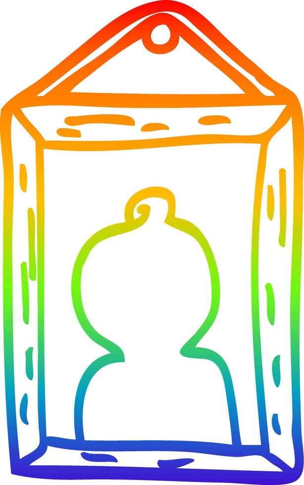 rainbow gradient line drawing cartoon portrait on wall vector