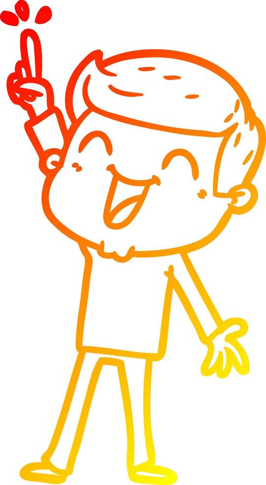 warm gradient line drawing cartoon man laughing vector