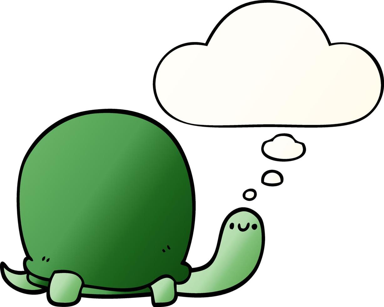 cute cartoon tortoise and thought bubble in smooth gradient style vector