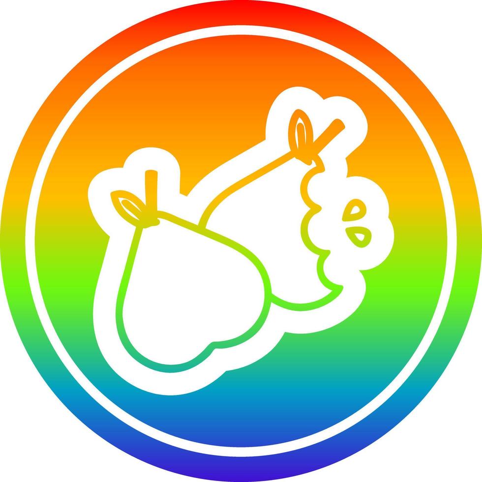 bitten pears circular in rainbow spectrum vector
