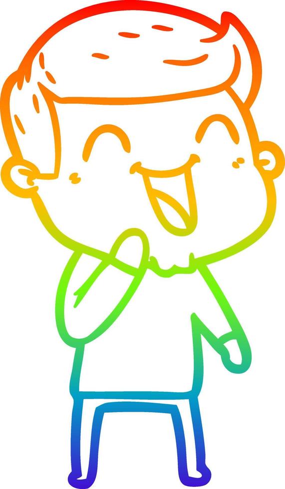 rainbow gradient line drawing cartoon man laughing vector