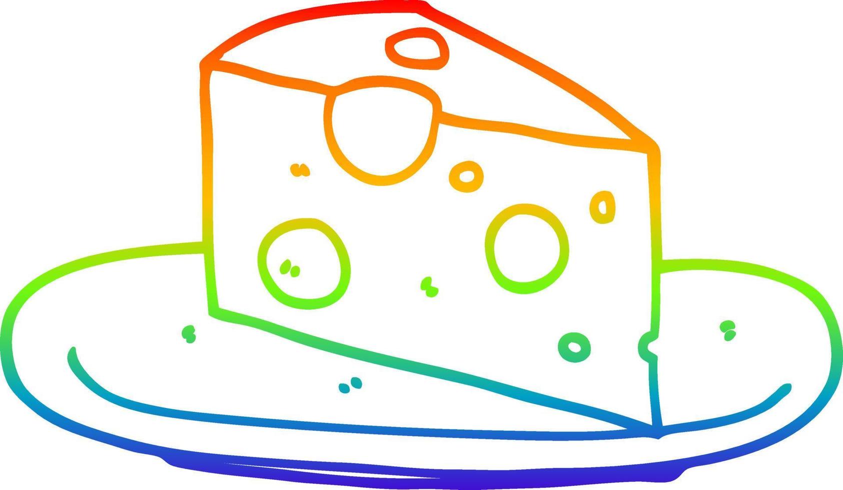 queso de dibujos animados de dibujo de línea de gradiente de arco iris vector