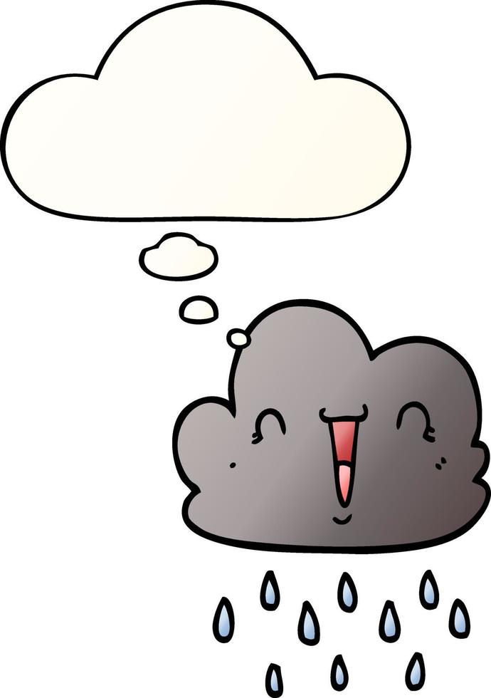 cartoon storm cloud and thought bubble in smooth gradient style vector