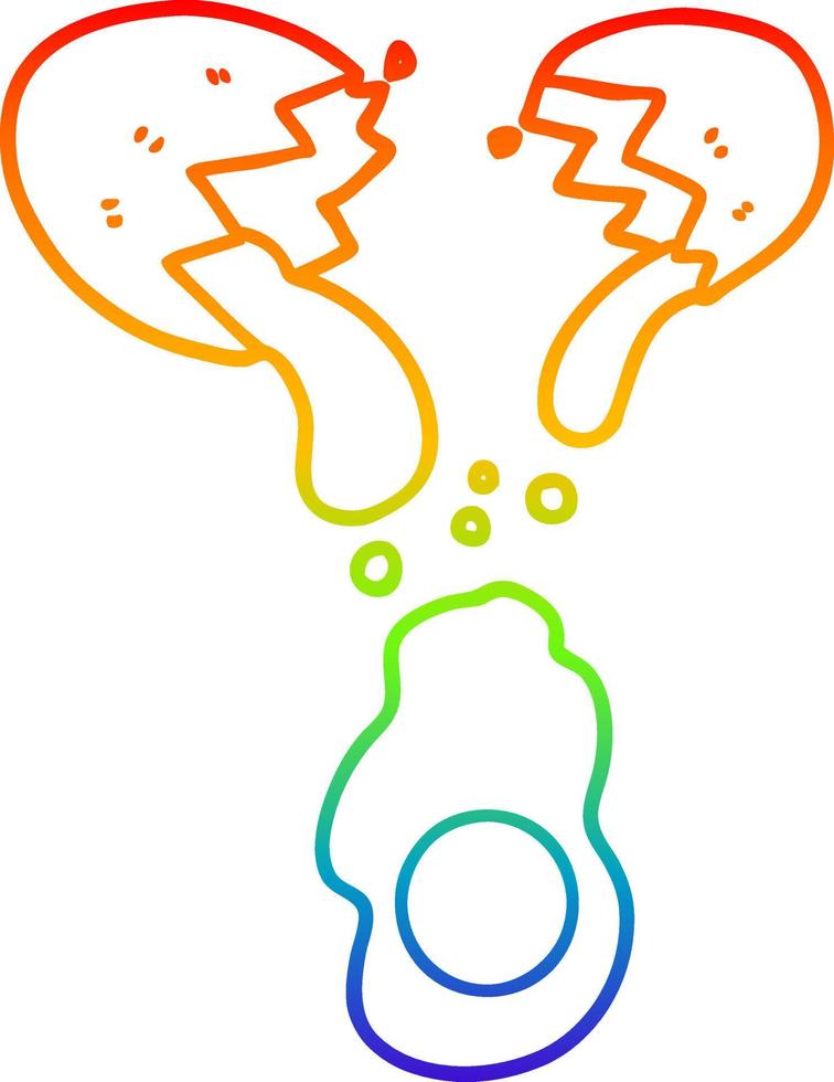 rainbow gradient line drawing fresh cracked egg vector
