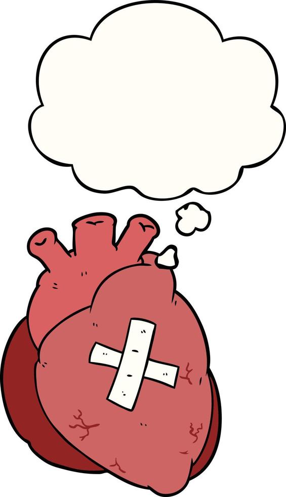 cartoon heart and thought bubble vector