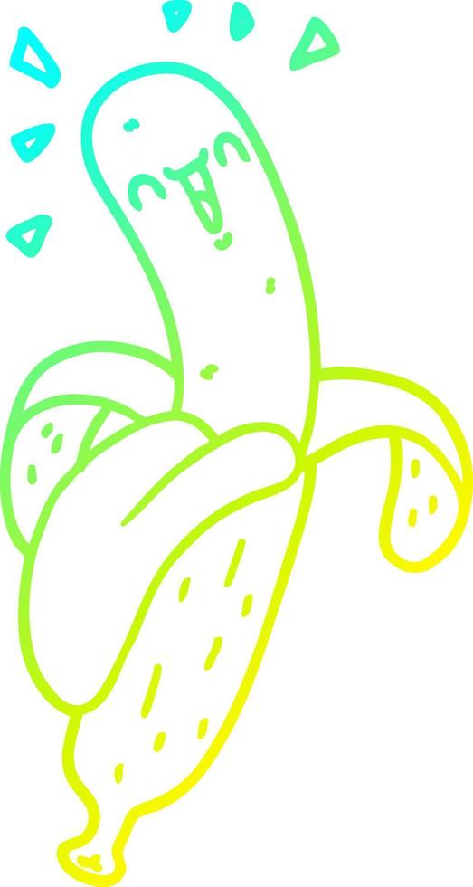 cold gradient line drawing cartoon banana vector