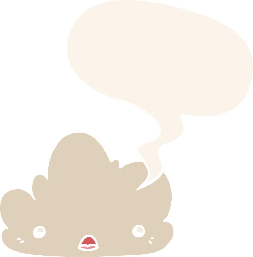 cute cartoon cloud and speech bubble in retro style vector