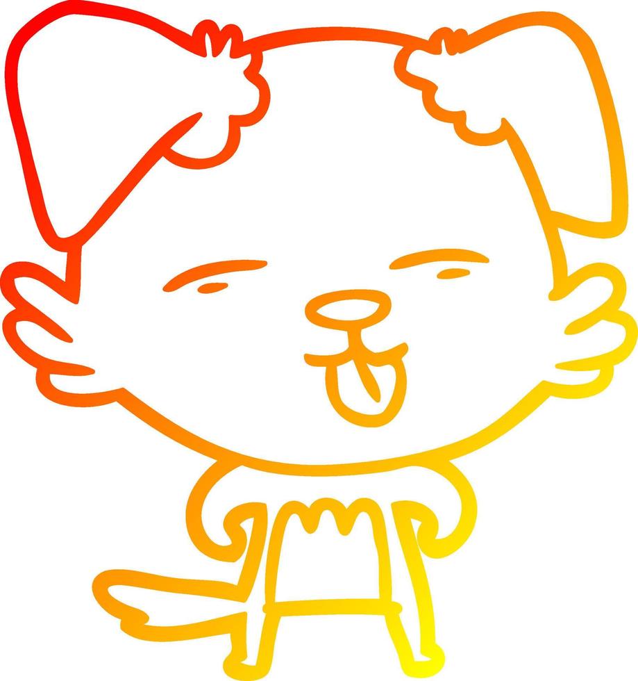 warm gradient line drawing cartoon dog sticking out tongue vector
