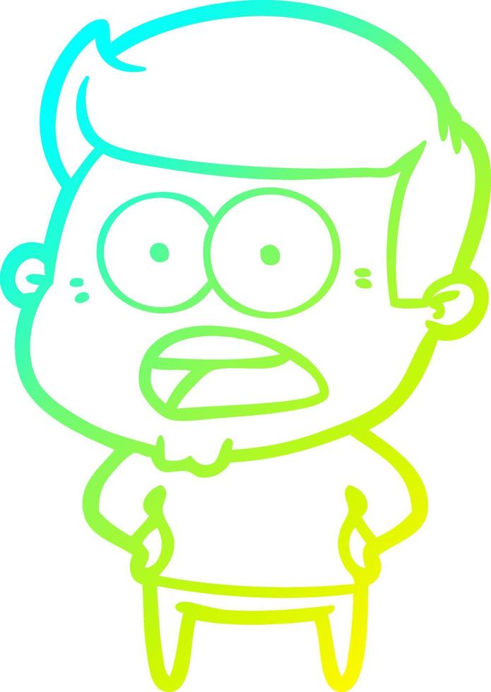 cold gradient line drawing cartoon shocked man vector