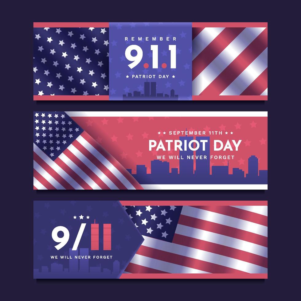 Banners Collection of Patriot Day 9.1.1 vector