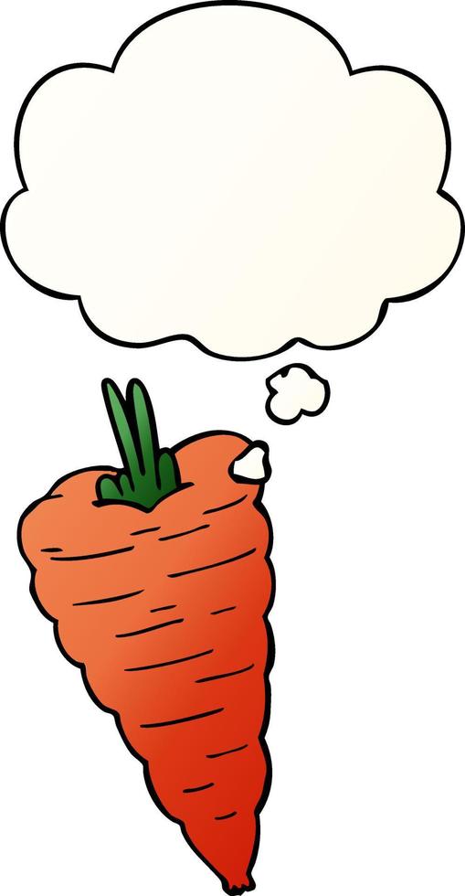 cartoon carrot and thought bubble in smooth gradient style vector