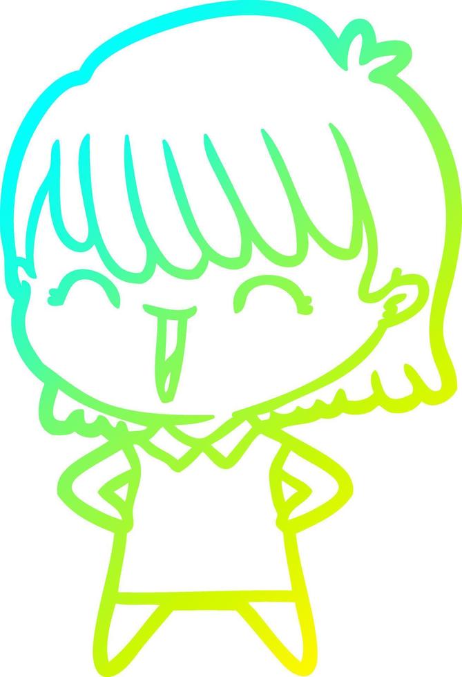 cold gradient line drawing cartoon woman vector