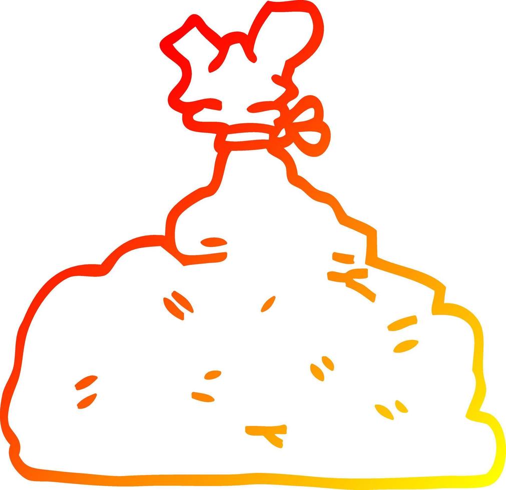 warm gradient line drawing cartoon garbage bag vector