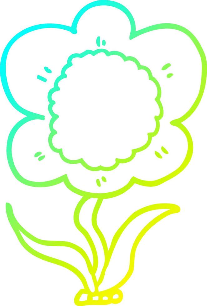 cold gradient line drawing cartoon flower vector