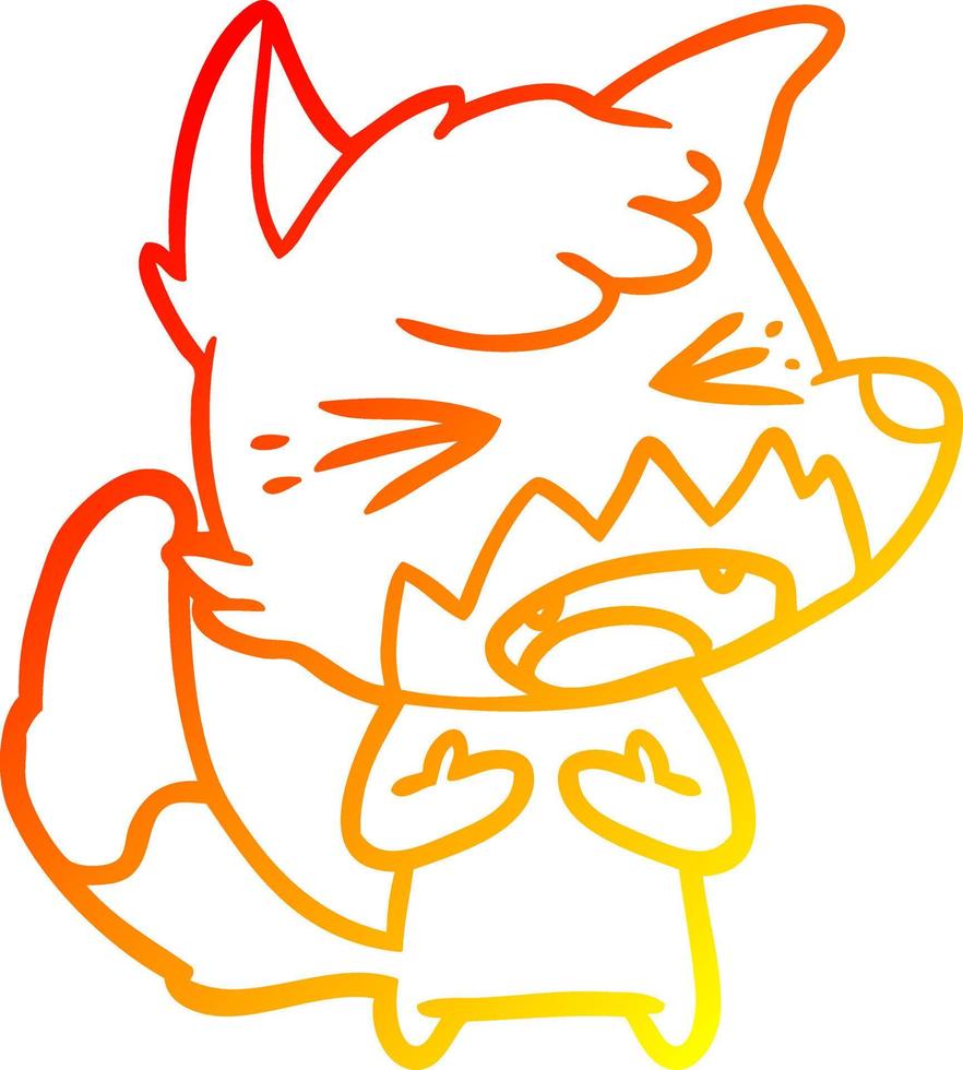 warm gradient line drawing angry cartoon fox vector