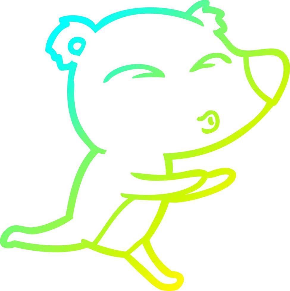 cold gradient line drawing cartoon running bear vector