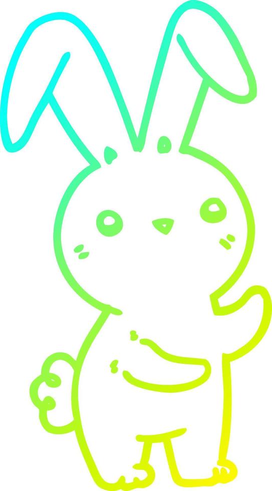 cold gradient line drawing cute cartoon rabbit vector