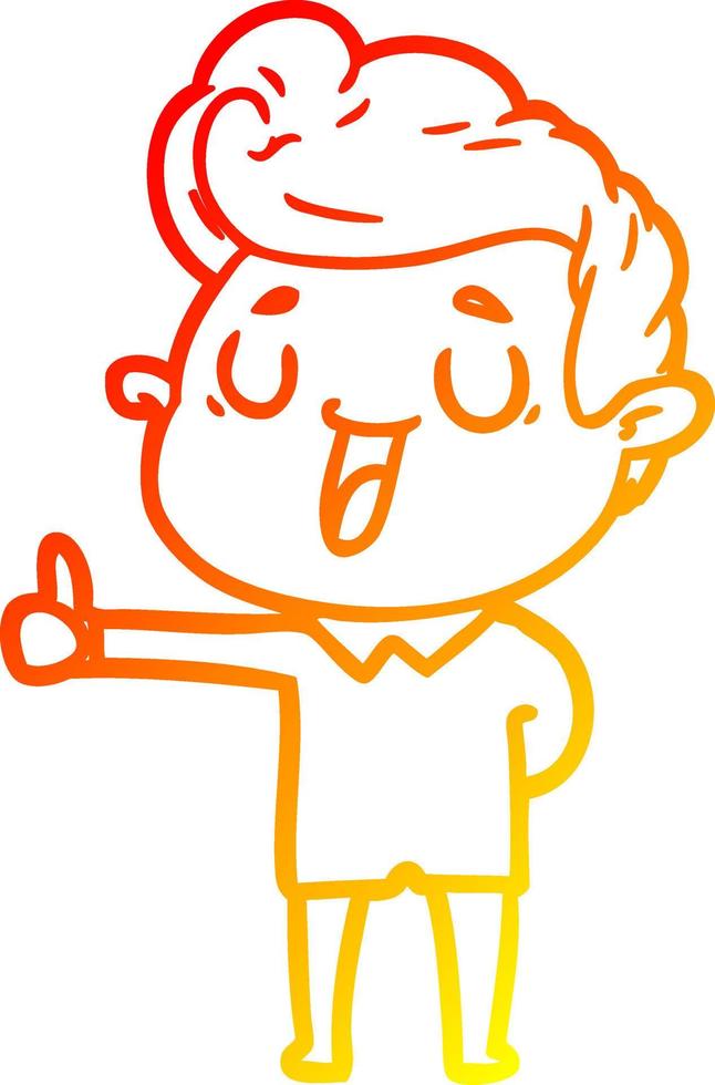 warm gradient line drawing happy cartoon man vector