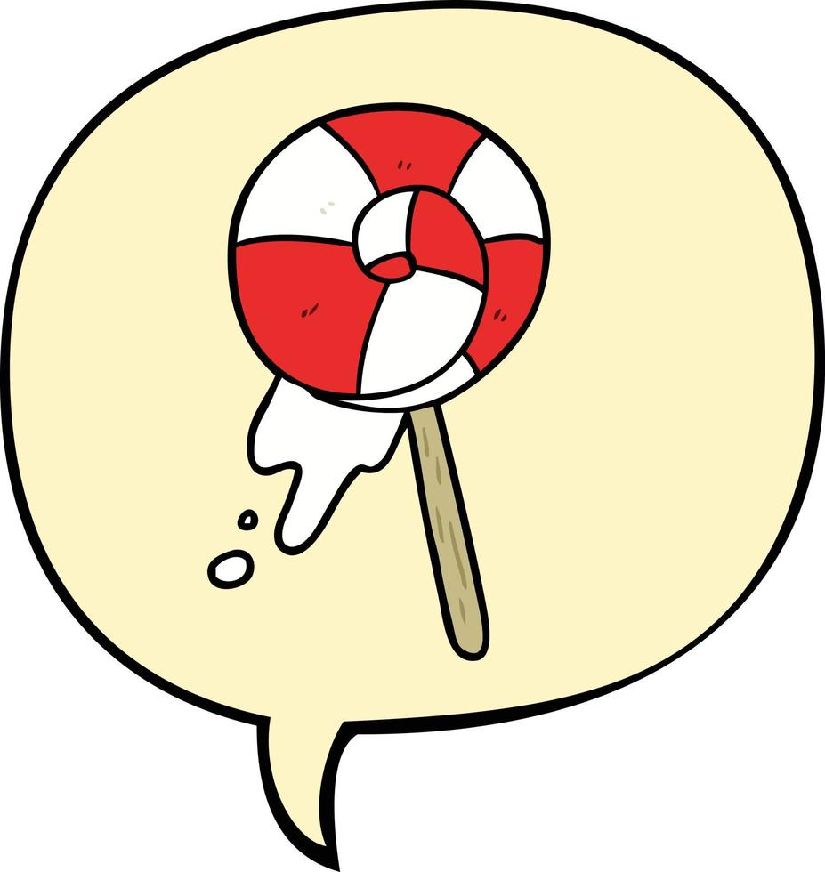 cartoon traditional lollipop and speech bubble vector