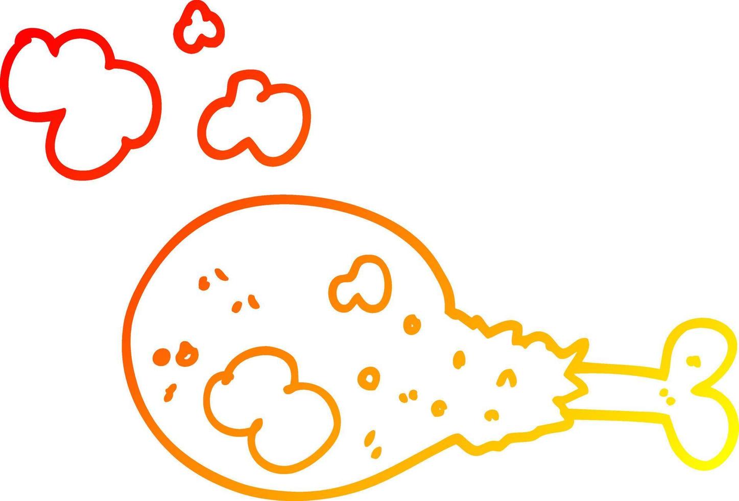 warm gradient line drawing cartoon cooked chicken leg vector