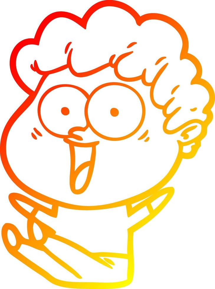 warm gradient line drawing cartoon happy man vector