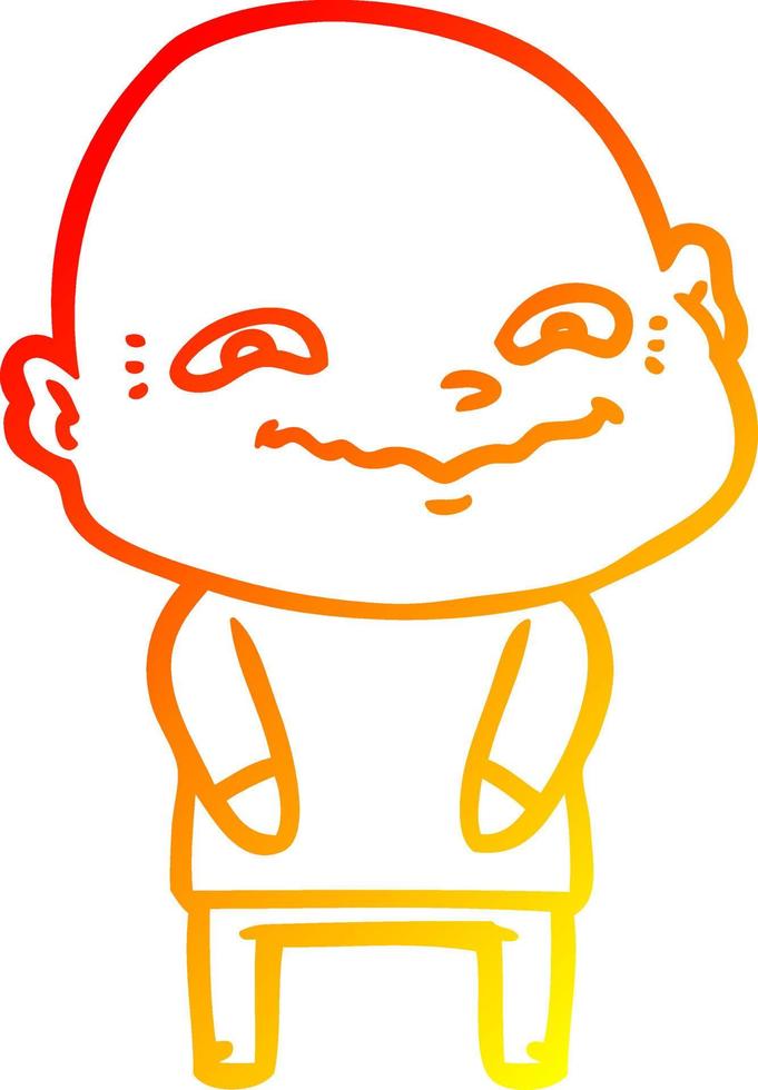 warm gradient line drawing cartoon creepy guy vector