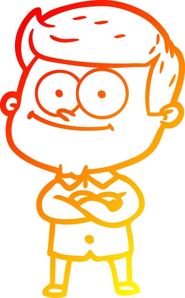warm gradient line drawing cartoon happy man vector