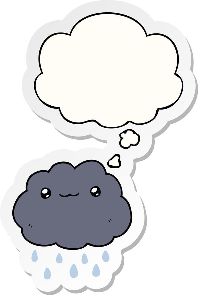 cartoon cloud and thought bubble as a printed sticker vector