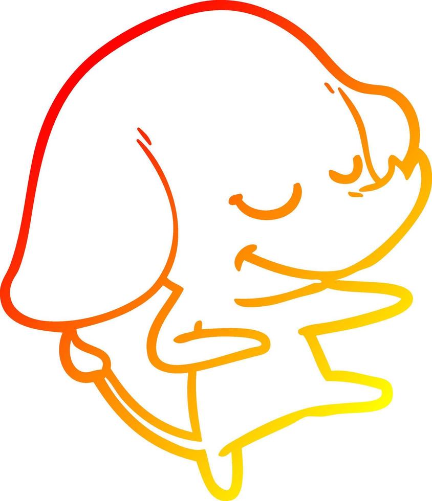 warm gradient line drawing cartoon smiling elephant vector