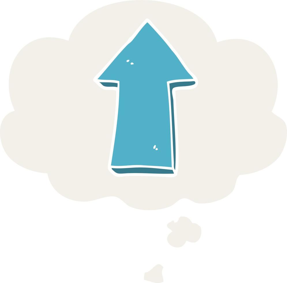 cartoon arrow and thought bubble in retro style vector