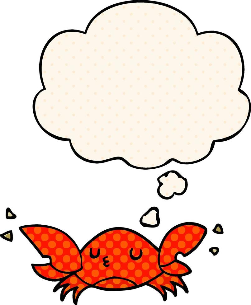 cartoon crab and thought bubble in comic book style vector