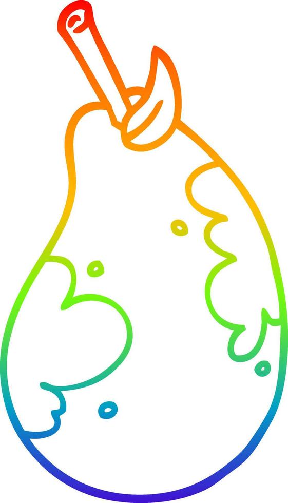 rainbow gradient line drawing cartoon fresh pear vector