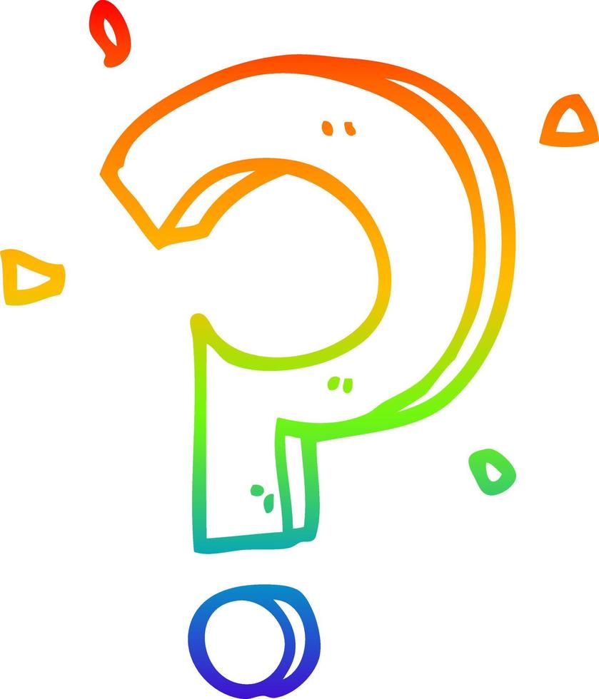 rainbow gradient line drawing cartoon question mark vector