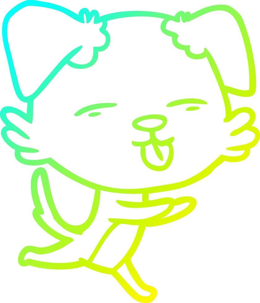 cold gradient line drawing cartoon dog sticking out tongue vector
