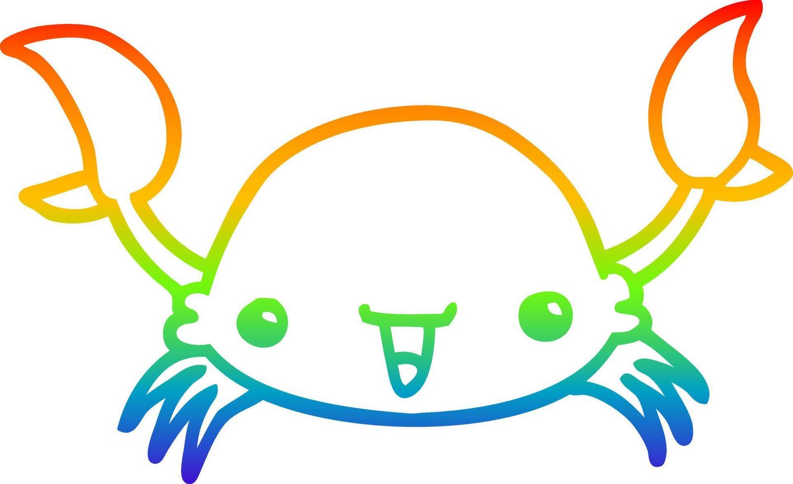 rainbow gradient line drawing cartoon crab vector