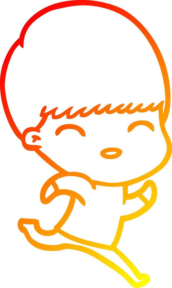 warm gradient line drawing happy cartoon boy vector