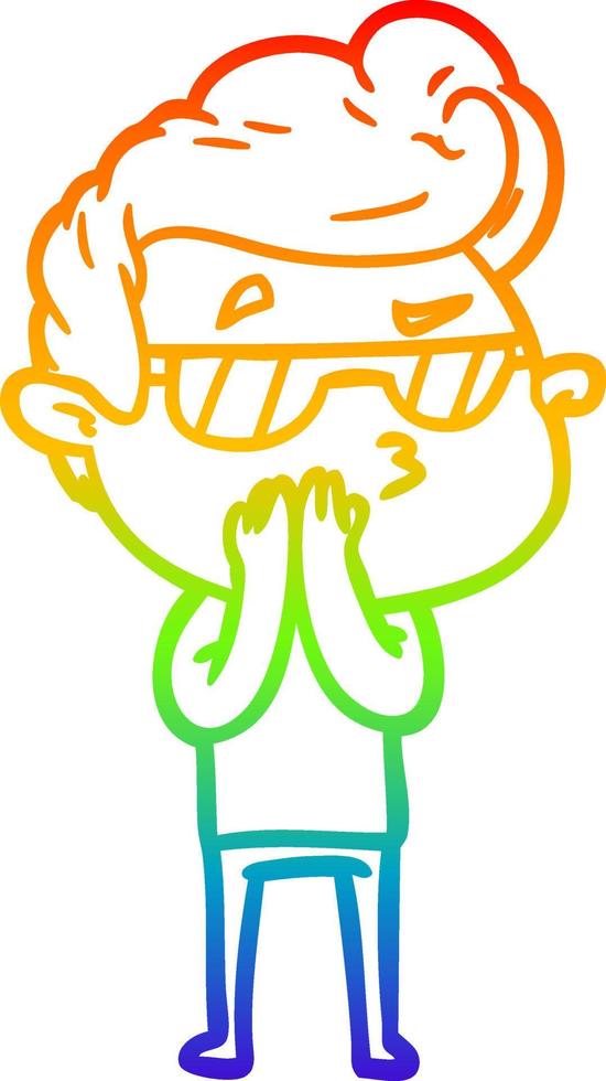 rainbow gradient line drawing cartoon cool guy vector