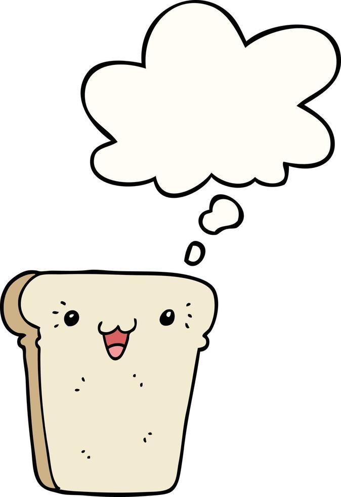 cartoon slice of bread and thought bubble vector