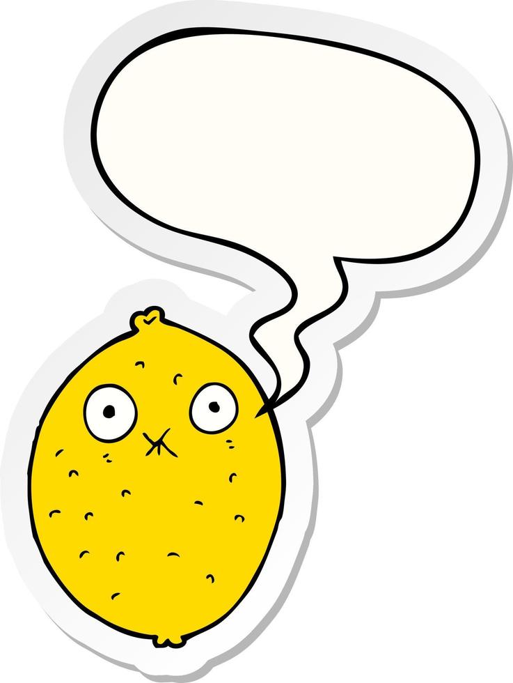 cartoon bitter lemon and speech bubble sticker vector